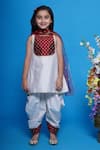 Buy_Little Bansi_Cream Kurta Chanderi Silk Embroidered Mini Floral Salwar Set _at_Aza_Fashions