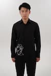 Shop_House of KOA_Black Crepe Embroidered Thread Masterpiece Shirt _Online_at_Aza_Fashions