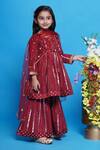 Little Bansi_Maroon Cotton Embroidered Abstract Kurta Sharara Set _Online_at_Aza_Fashions