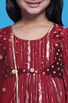 Buy_Little Bansi_Maroon Cotton Embroidered Abstract Kurta Sharara Set 