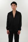 Buy_House of KOA_Black Modal Satin Solid Blazer Shirt _Online_at_Aza_Fashions