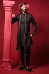 Buy_Amrit Dawani_Black Kurta Cotton Blended Embroidered Zari Work Regal Elegance Set With Stole _at_Aza_Fashions