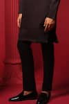 Shop_Amrit Dawani_Black Cotton Satin, Polyester Zari Embellished Kurta With Trouser _Online_at_Aza_Fashions