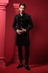 Buy_Amrit Dawani_Black Bandhgala Velvet Embroidered Cutpipes Kurta Set With _at_Aza_Fashions