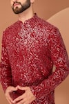 Buy_Kasbah_Red Georgette Embroidered Sequin Abstract Floral Kurta _Online_at_Aza_Fashions