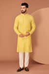 Buy_Kasbah_Yellow Georgette Sequins, Embroidery Rose Straight Kurta _at_Aza_Fashions