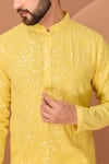 Buy_Kasbah_Yellow Georgette Sequins, Embroidery Rose Straight Kurta _Online_at_Aza_Fashions