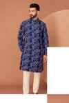 Buy Kasbah Blue Silk, Cotton Embroidery Abstract Floral Thread Kurta at Aza Fashions Buy_Kasbah_Blue Silk, Cotton Embroidery Abstract Floral Thread Kurta_at_Aza_Fashions