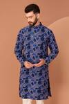 Kasbah Blue Silk, Cotton Embroidery Abstract Floral Thread Kurta Online at Aza Fashions Kasbah_Blue Silk, Cotton Embroidery Abstract Floral Thread Kurta_Online_at_Aza_Fashions