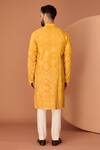 Shop_Kasbah_Yellow Silk Embroidered Thread Ethnic Motif Kurta _at_Aza_Fashions