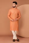 Buy_Kasbah_Orange Georgette Embroidery Mirror Straight Kurta _at_Aza_Fashions