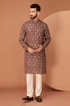 Buy_Kasbah_Brown Georgette Embroidery Sequin Chikankari Thread Straight Kurta _at_Aza_Fashions