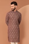 Kasbah_Brown Georgette Embroidery Sequin Chikankari Thread Straight Kurta _Online_at_Aza_Fashions