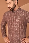 Buy_Kasbah_Brown Georgette Embroidery Sequin Chikankari Thread Straight Kurta _Online_at_Aza_Fashions