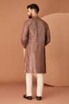 Shop_Kasbah_Brown Silk Embroidery Chevron Kurta _at_Aza_Fashions