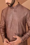 Buy_Kasbah_Brown Silk Embroidery Chevron Kurta _Online_at_Aza_Fashions