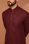 Buy_Kasbah_Maroon Georgette Embroidery Sequin Chikankari Royal Cut Kurta _Online_at_Aza_Fashions