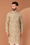 Kasbah_Beige Georgette Embroidery Kashmiri Thread Kurta _Online_at_Aza_Fashions