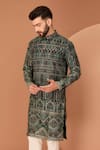 Kasbah_Black Silk Embroidery Kashmiri Kasuti Kurta _Online_at_Aza_Fashions