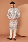 Buy_Kasbah_White Silk Embroidery Sequins Floral And Fauna Kurta _at_Aza_Fashions