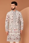 Kasbah_White Silk Embroidery Sequins Floral And Fauna Kurta _Online_at_Aza_Fashions