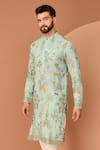 Kasbah_Sky Blue Georgette Embroidery Sequins Floral And Fauna Kurta _Online_at_Aza_Fashions