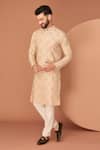 Buy_Kasbah_Beige Silk Gota Patti, Embroidery Chikankari Straight Kurta _at_Aza_Fashions