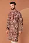 Kasbah_Maroon Georgette Embroidery Floral Zari Work Kurta _Online_at_Aza_Fashions