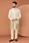 Buy_Kasbah_Green Silk Embroidery Mirror Ombre Jacket _at_Aza_Fashions