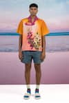 Siddhartha Bansal_Orange Giza Cotton Floral Sun Set Lover Half Sleeve Shirt _Online_at_Aza_Fashions