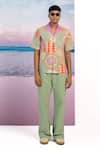 Siddhartha Bansal Green Gingham Samsara Camp Abstract Print Shirt Online at Aza Fashions Siddhartha Bansal_Green Gingham Samsara Camp Abstract Print Shirt _Online_at_Aza_Fashions