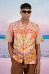 Buy_Siddhartha Bansal_Orange Giza Cotton Printed Kaleidoscopic Carnival Camp Shirt _Online_at_Aza_Fashions