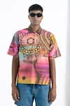 Siddhartha Bansal_Brown Giza Cotton Printed Abstract Life Time Camp Shirt _at_Aza_Fashions