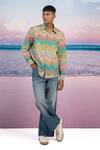 Buy Siddhartha Bansal Multi Color Gingham Summer Wave Printed Shirt at Aza Fashions Buy_Siddhartha Bansal_Multi Color Gingham Summer Wave Printed Shirt _at_Aza_Fashions