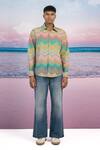 Siddhartha Bansal Multi Color Gingham Summer Wave Printed Shirt Online at Aza Fashions Siddhartha Bansal_Multi Color Gingham Summer Wave Printed Shirt _Online_at_Aza_Fashions