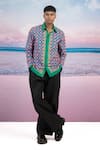 Buy Siddhartha Bansal Blue Gingham Kaleidoscopic Print Shirt at Aza Fashions Buy_Siddhartha Bansal_Blue Gingham Kaleidoscopic Print Shirt _at_Aza_Fashions