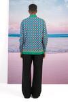 Shop Siddhartha Bansal Blue Gingham Kaleidoscopic Print Shirt at Aza Fashions Shop_Siddhartha Bansal_Blue Gingham Kaleidoscopic Print Shirt _at_Aza_Fashions