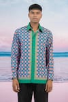 Buy Siddhartha Bansal Blue Gingham Kaleidoscopic Print Shirt Online at Aza Fashions Buy_Siddhartha Bansal_Blue Gingham Kaleidoscopic Print Shirt _Online_at_Aza_Fashions
