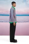 Shop Siddhartha Bansal Blue Gingham Kaleidoscopic Print Shirt Online at Aza Fashions Shop_Siddhartha Bansal_Blue Gingham Kaleidoscopic Print Shirt _Online_at_Aza_Fashions