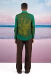 Shop Siddhartha Bansal Green Linen Deep Forest Printed Shirt at Aza Fashions Shop_Siddhartha Bansal_Green Linen Deep Forest Printed Shirt _at_Aza_Fashions