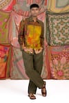 Buy_Siddhartha Bansal_Green Linen Printed Floral Bloom Shirt _Online_at_Aza_Fashions