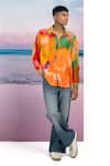 Siddhartha Bansal_Orange Silk Printed Floral Lovers Shirt _Online_at_Aza_Fashions