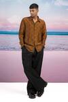 Buy_Siddhartha Bansal_Brown Silk Tiger Printed Shirt _at_Aza_Fashions