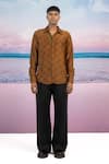 Siddhartha Bansal_Brown Silk Tiger Printed Shirt _Online_at_Aza_Fashions