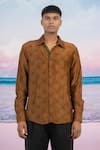 Buy_Siddhartha Bansal_Brown Silk Tiger Printed Shirt _Online_at_Aza_Fashions