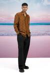 Shop_Siddhartha Bansal_Brown Silk Tiger Printed Shirt _Online_at_Aza_Fashions