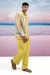 Siddhartha Bansal_Yellow Linen Solid Straight Trouser _at_Aza_Fashions