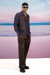 Buy_Siddhartha Bansal_Brown Linen Solid Straight Trouser _Online_at_Aza_Fashions