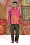 Buy_Siddhartha Bansal_Pink Cotton Satin Printed Paisley Shirt _at_Aza_Fashions