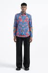 Siddhartha Bansal_Blue Cotton Satin Printed Kaleidoscopic Shirt _Online_at_Aza_Fashions